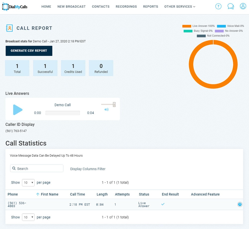 View Detailed Robocall Reports - Robocall Service