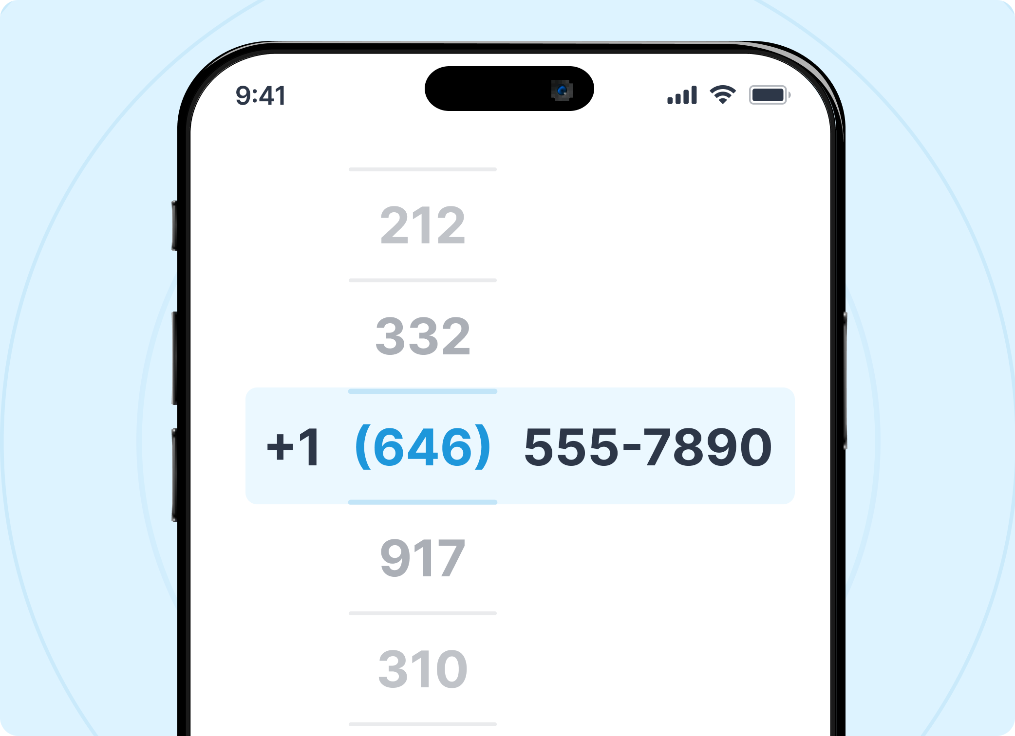 Phone with a local number on display