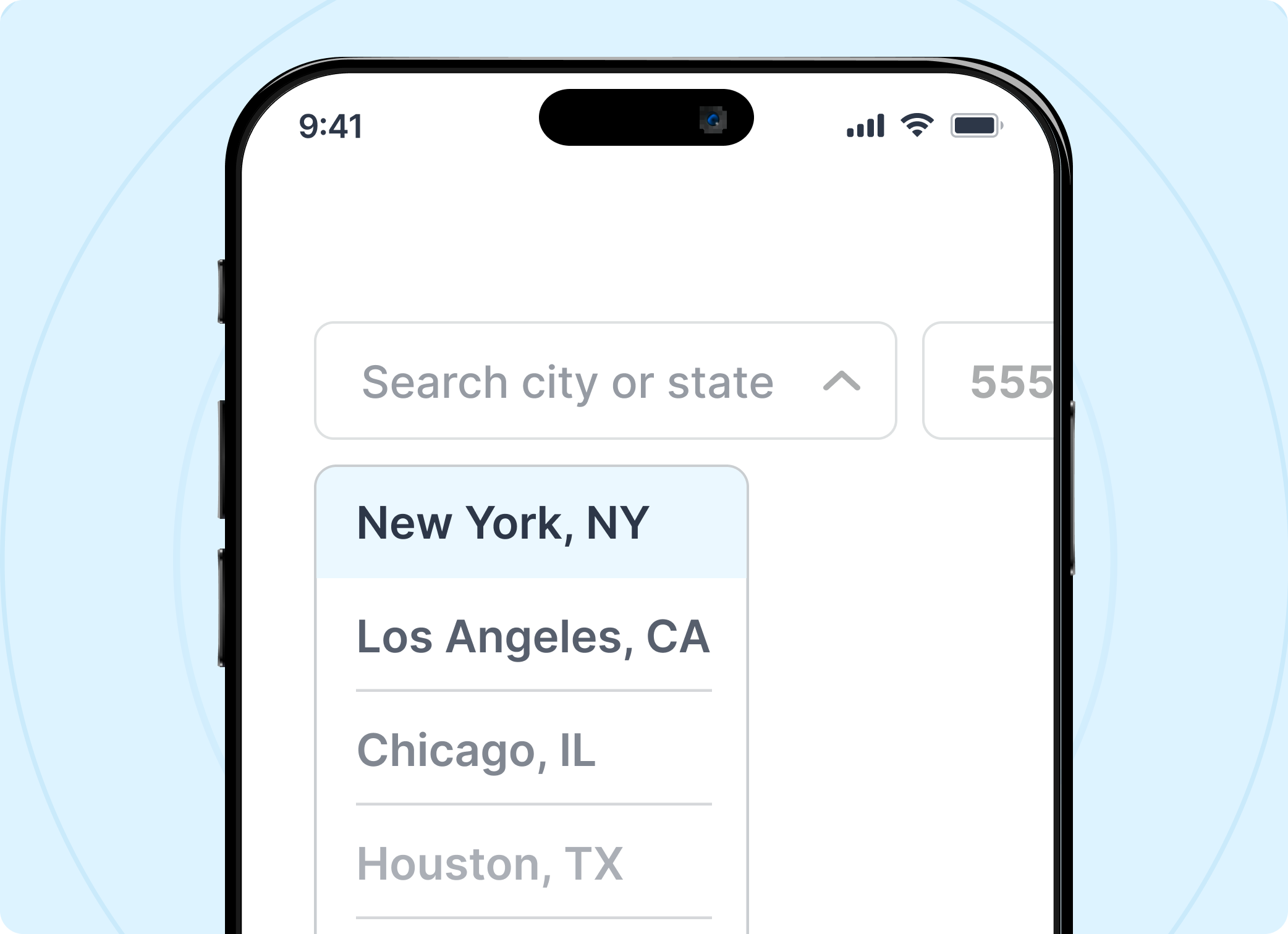 Phone with the cities on display