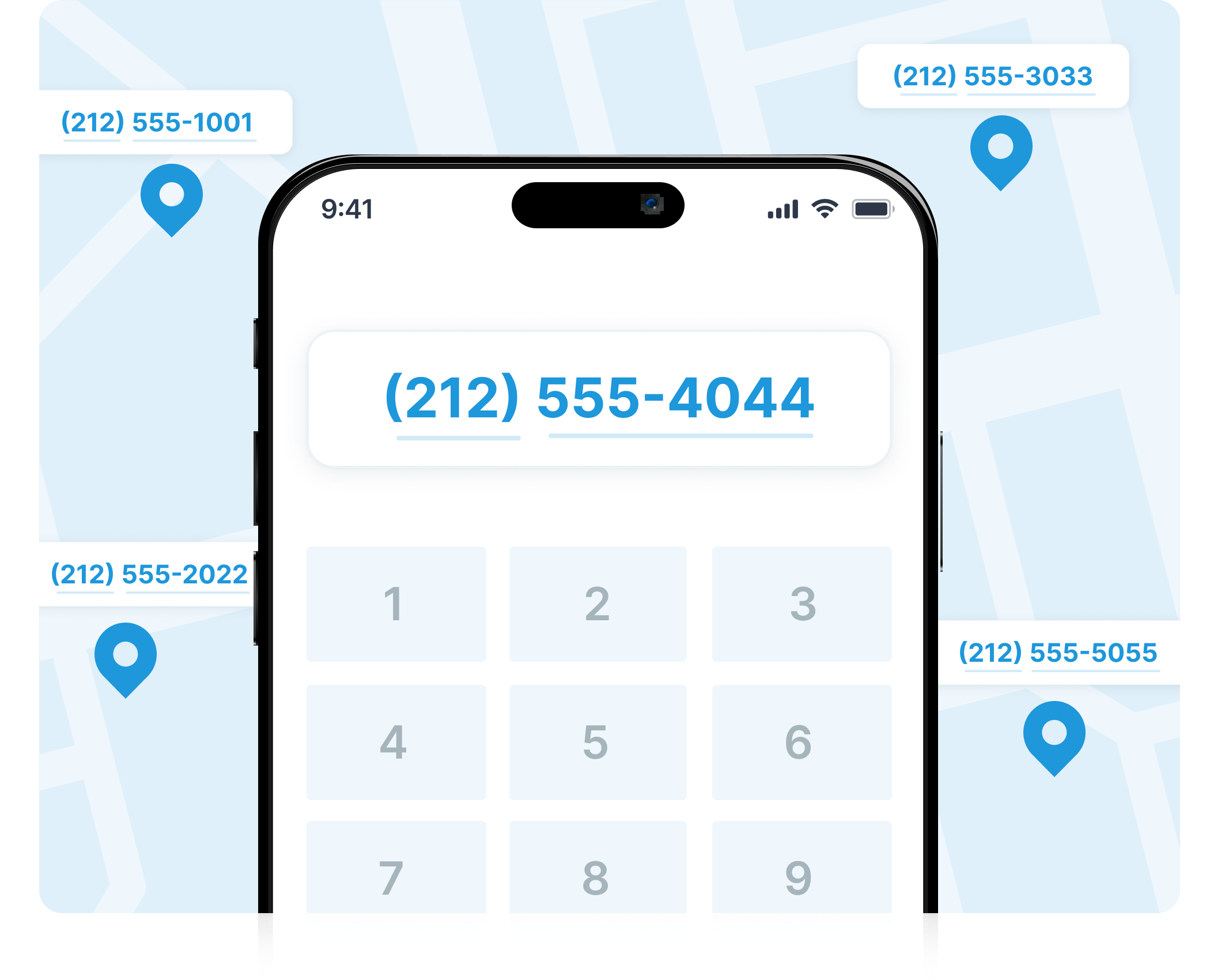 Phone with the phone number on display